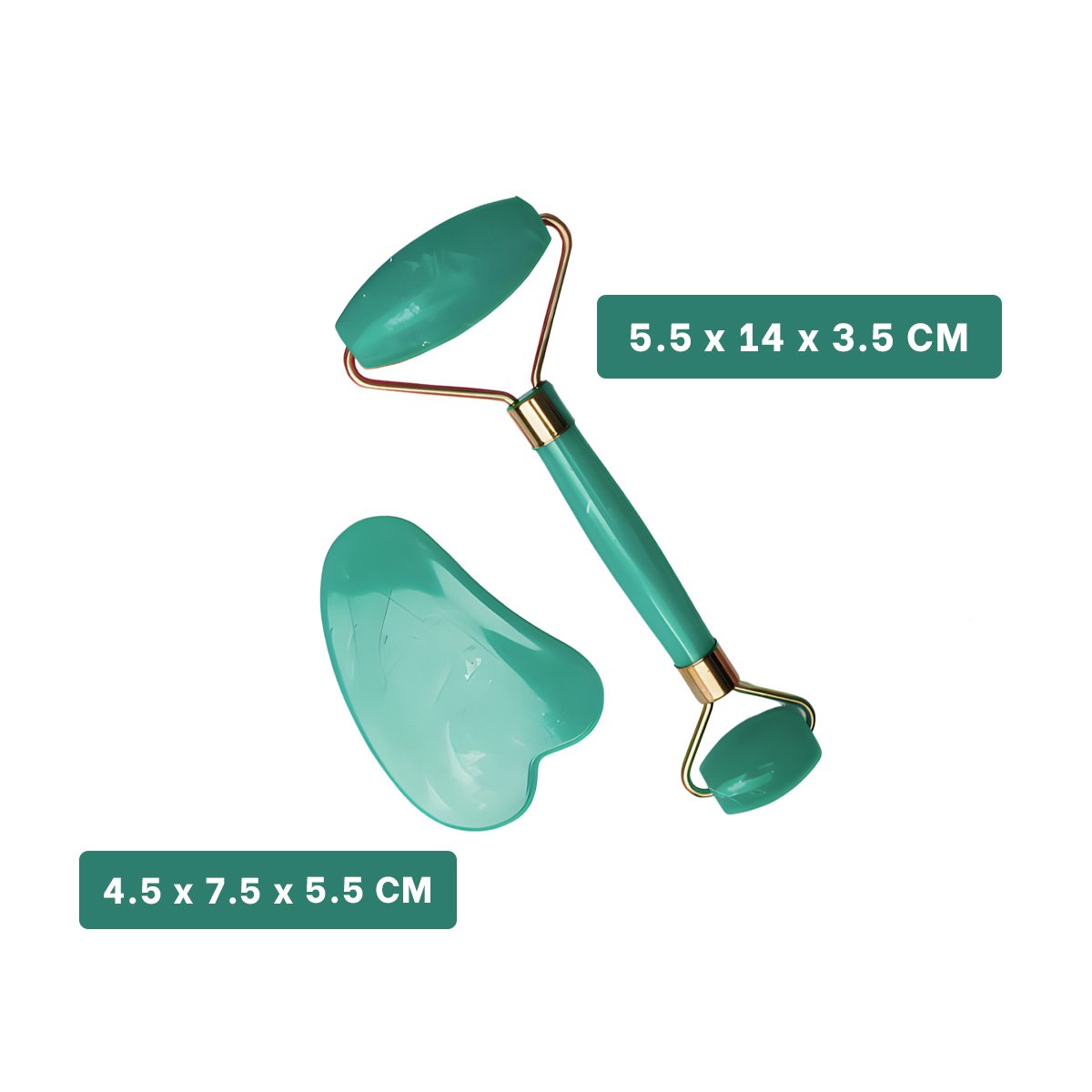 RODILLO FACIAL SET DE 2 VERDE AGUA DE PLASTICO PARA MASAJES Y CUIDADO DE LA PIEL - 4
