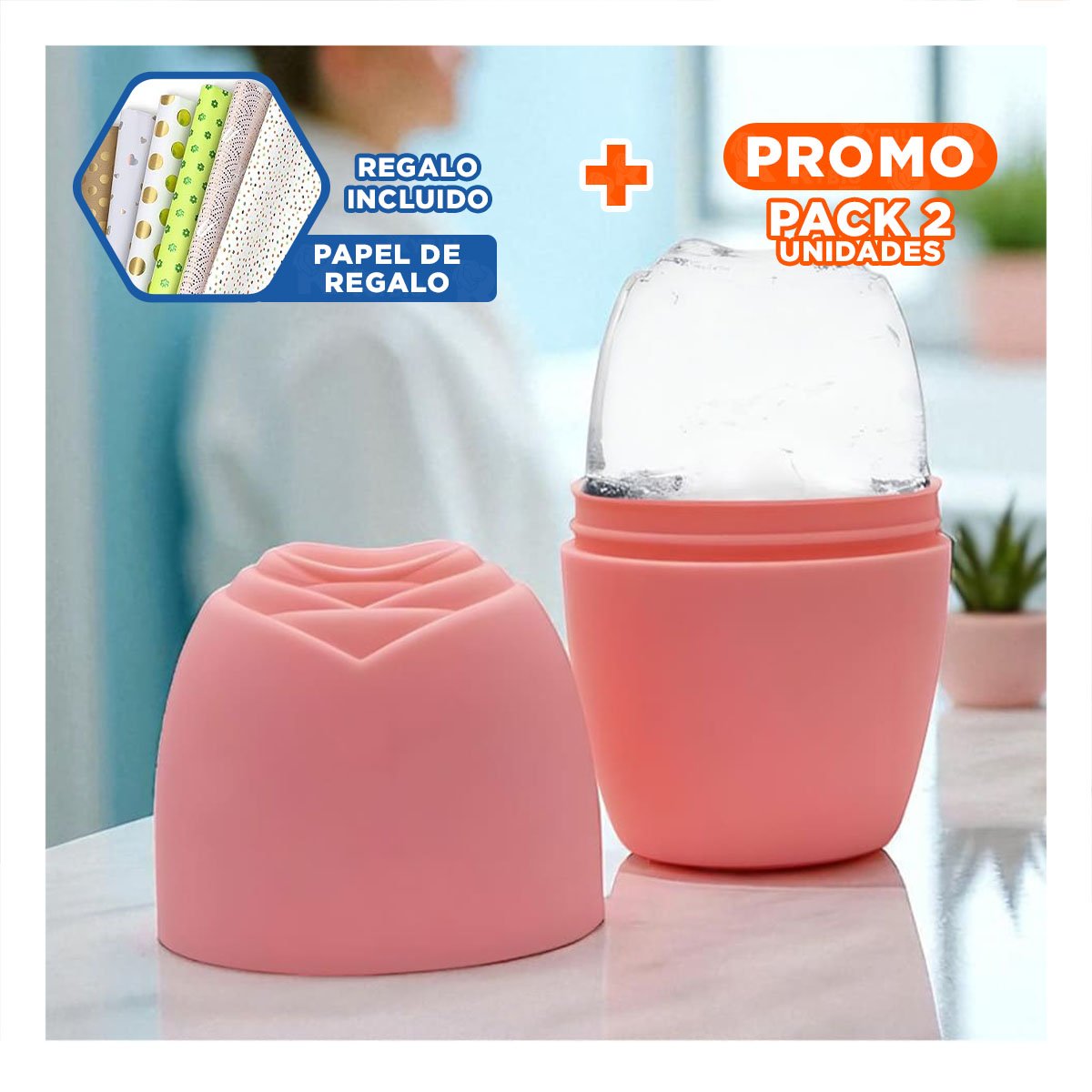 PACK2 CAJON PARA RODILLO FACIAL CORAL FUNCIONAL Y ELEGANTE PARA CUIDADO FACIAL Y+PAPEL REGALO - 1