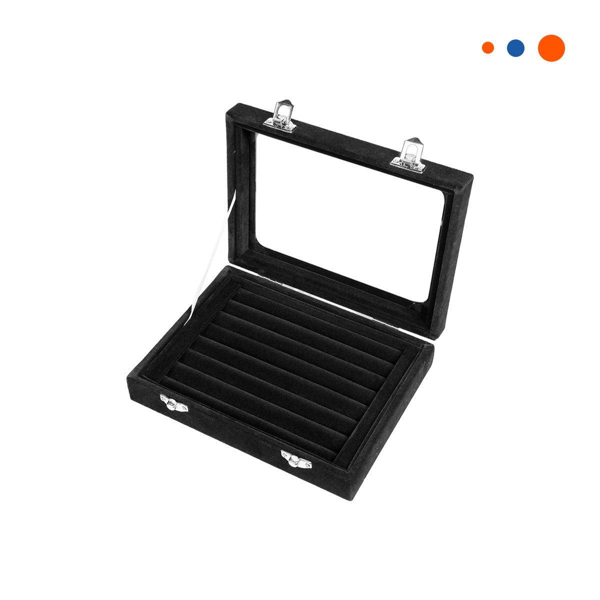 PACK4 BANDEJA COMODA DE 7 RANURAS PARA ANILLOS NEGRO CON INTERIOR SUAVE Y+PAPEL REGALO - 3