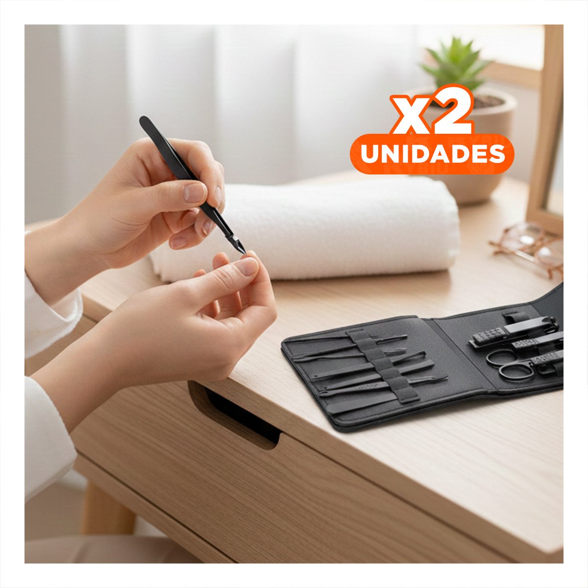 PACK2 PORTA UÑAS 12 PIEZAS MANICURE Y PEDICURE NEGRO FUNCIONAL Y COMPACTO Y+REGALO STICKER - 1