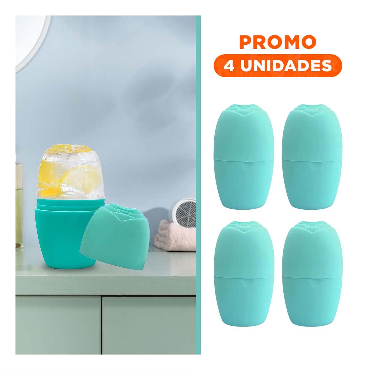 PACK4 EXPOSITOR PARA RODILLO FACIAL VERDE AGUA RESISTENTE Y ELEGANTE Y+REGALO STICKER - 1