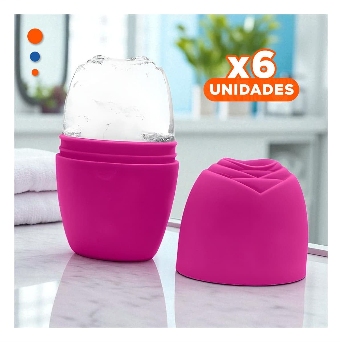 PACK6 PORTA RODILLO FACIAL FUCSIA ELEGANTE Y COMPACTO PARA MASAJES DIARIOS Y+REGALO STICKER - 1