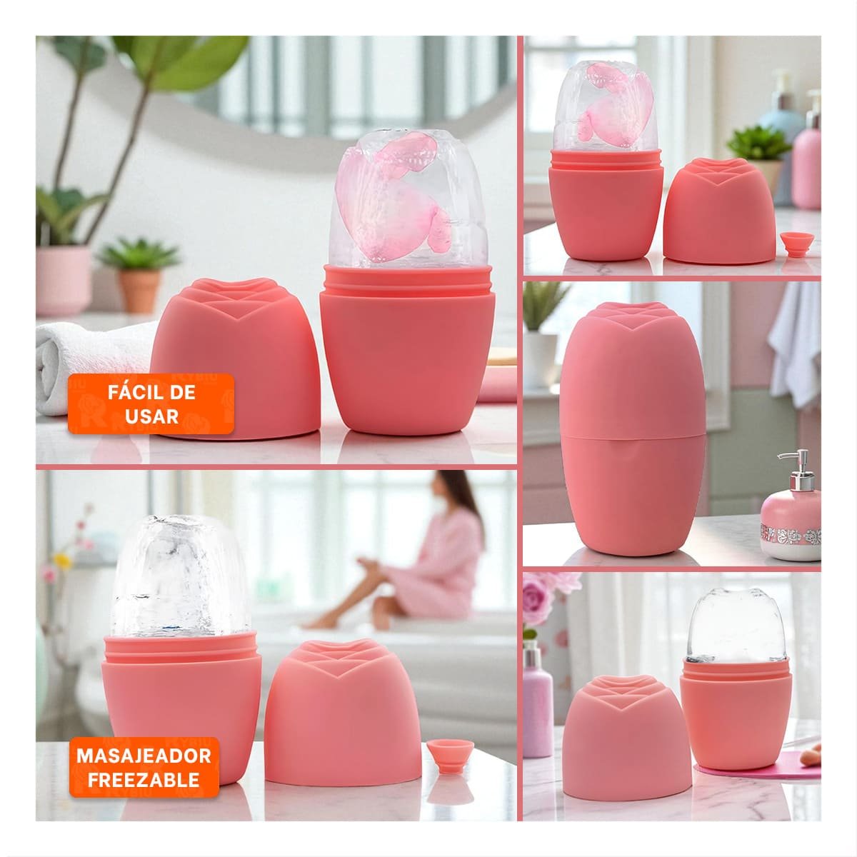 PACK4 EXPOSITOR PARA RODILLO FACIAL CORAL RESISTENTE Y ELEGANTE PARA MANTENER Y+REGALO STICKER - 2