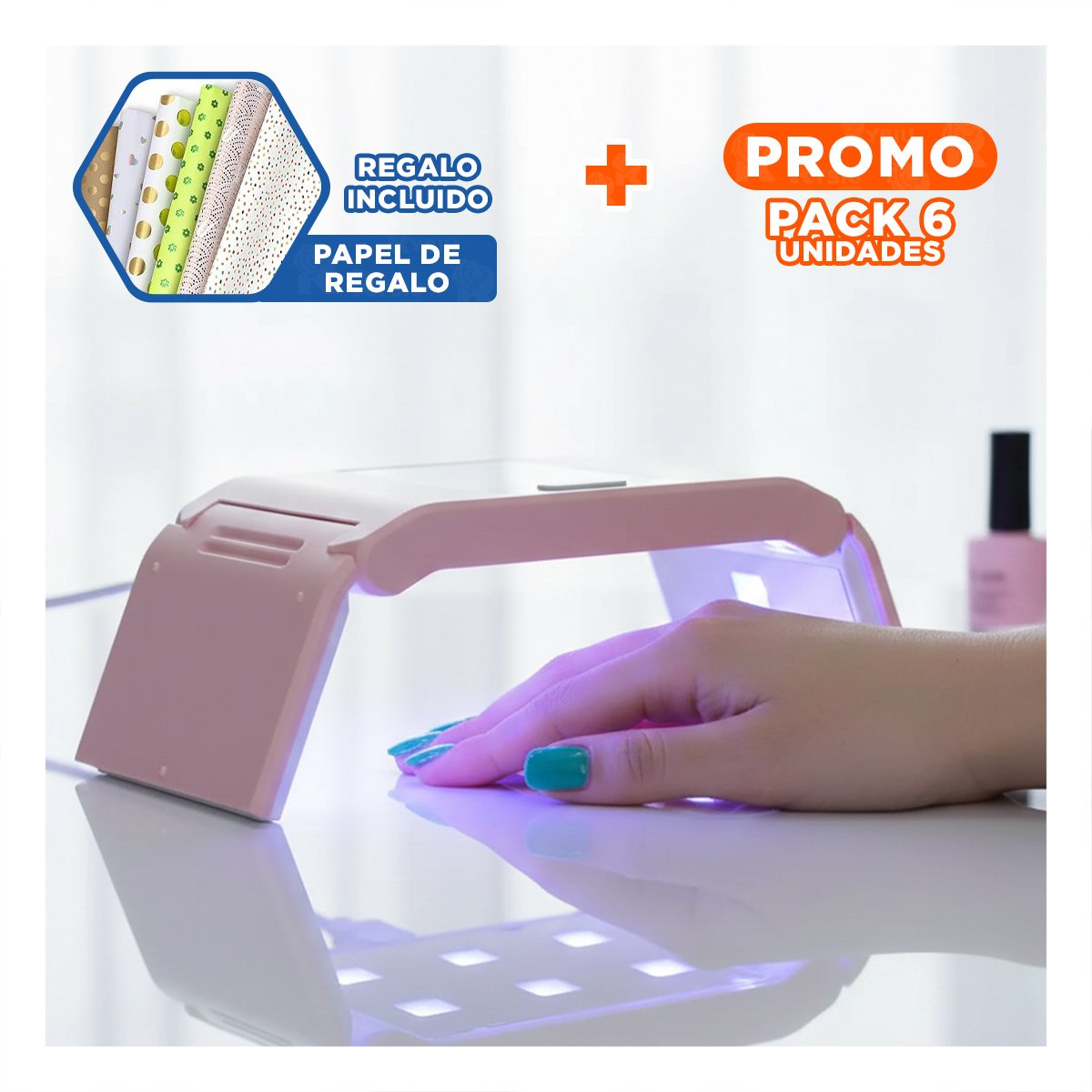 PACK6 PORTA UÑAS PORTATIL ROSADO FUNCIONAL Y ELEGANTE PARA CUIDADO DE MANOS Y+PAPEL REGALO - 1
