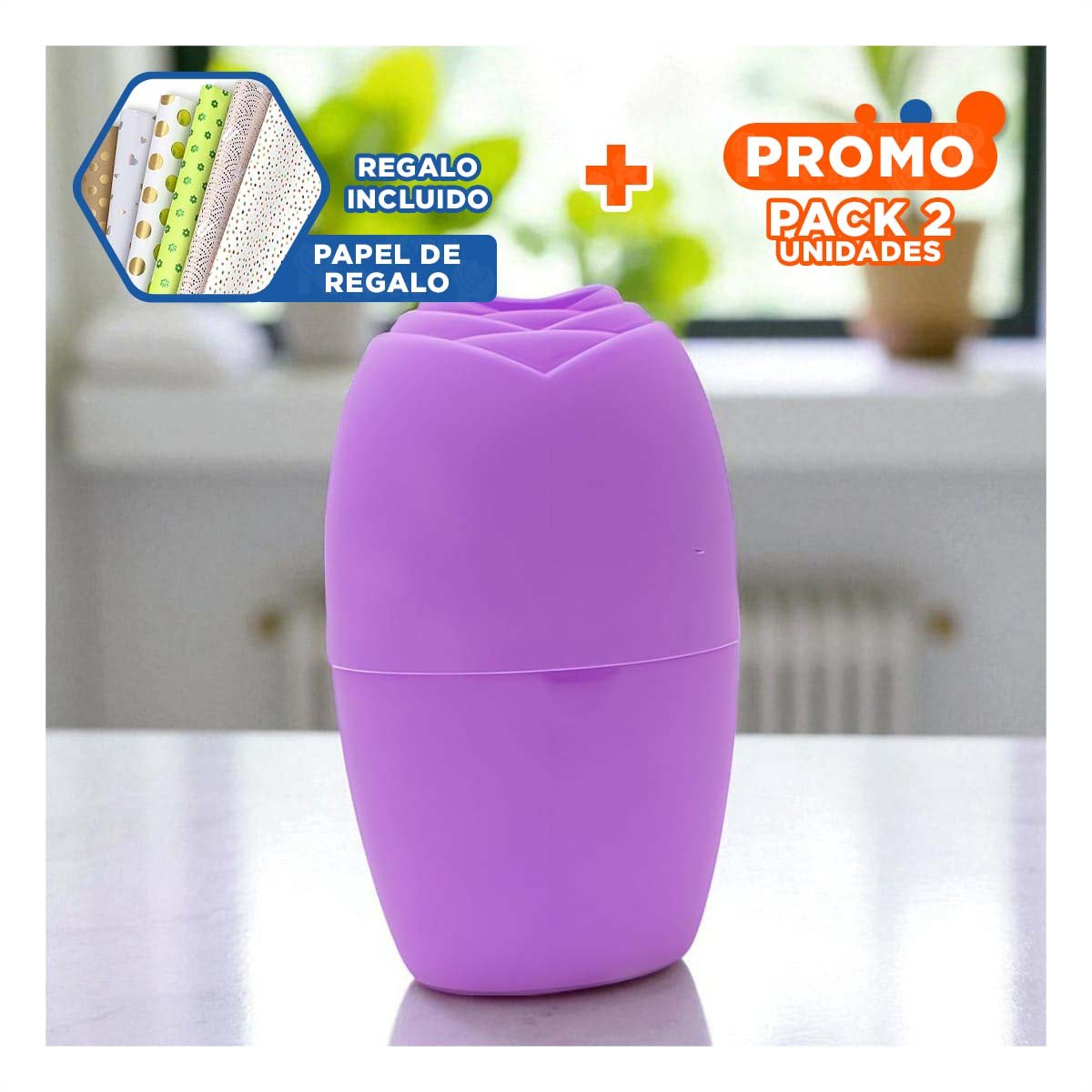 PACK2 CAJON PARA RODILLO FACIAL LILA FUNCIONAL Y ELEGANTE PARA CUIDADO FACIAL Y+PAPEL REGALO - 1
