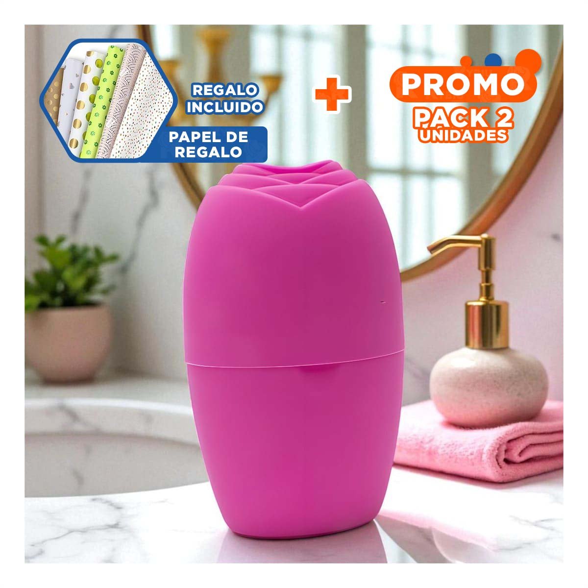 PACK2 CAJON PARA RODILLO FACIAL FUCSIA FUNCIONAL Y ELEGANTE PARA CUIDADO FACIAL Y+PAPEL REGALO - 1