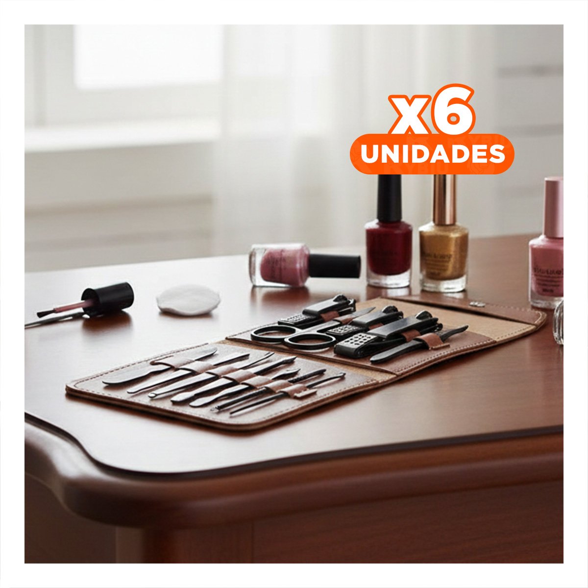PACK6 BASE 12 PIEZAS MANICURE Y PEDICURE MARRON COMPACTA Y FUNCIONAL Y+REGALO STICKER - 1