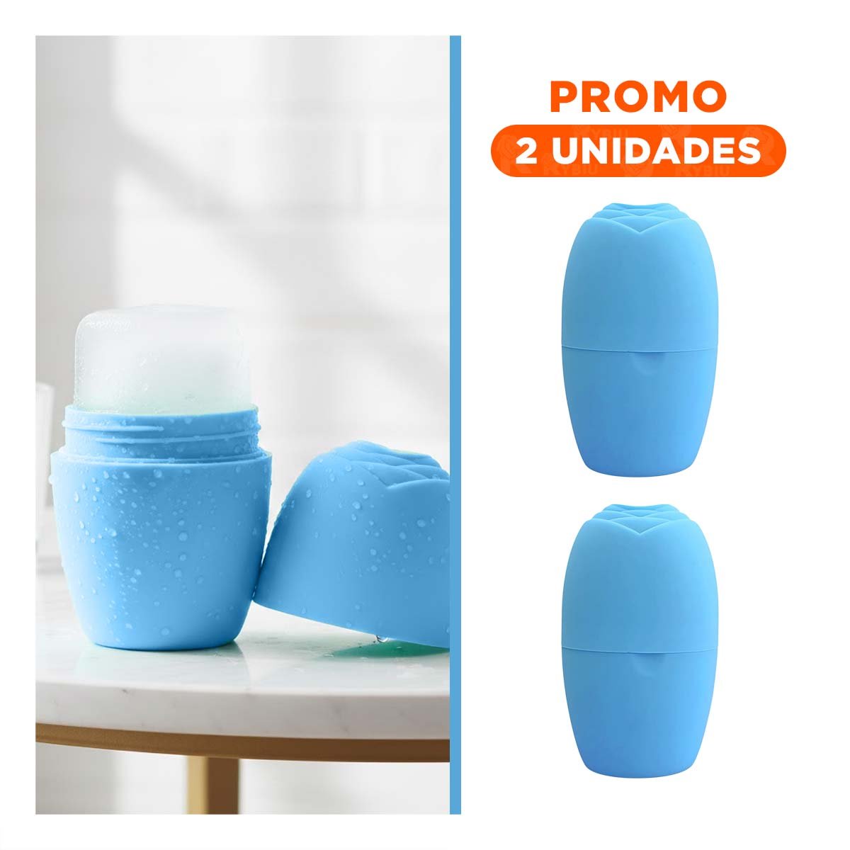 PACK2 CAJON PARA RODILLO FACIAL CELESTE RESISTENTE Y COMPACTO PARA MANTENER FRIO - 1