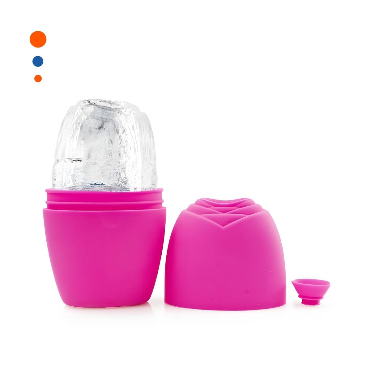 CONTENEDOR PARA RODILLO FACIAL DE HIELO FUCSIA PRACTICO Y COMPACTO PARA MANTENER Y+PAPEL REGALO - 1