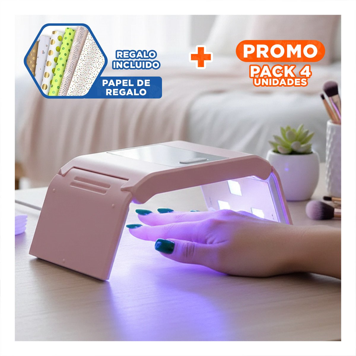 PACK4 PORTA UÑAS PORTATIL ROSADO MODERNA Y FUNCIONAL PARA MANI PEDICURE Y+PAPEL REGALO - 1