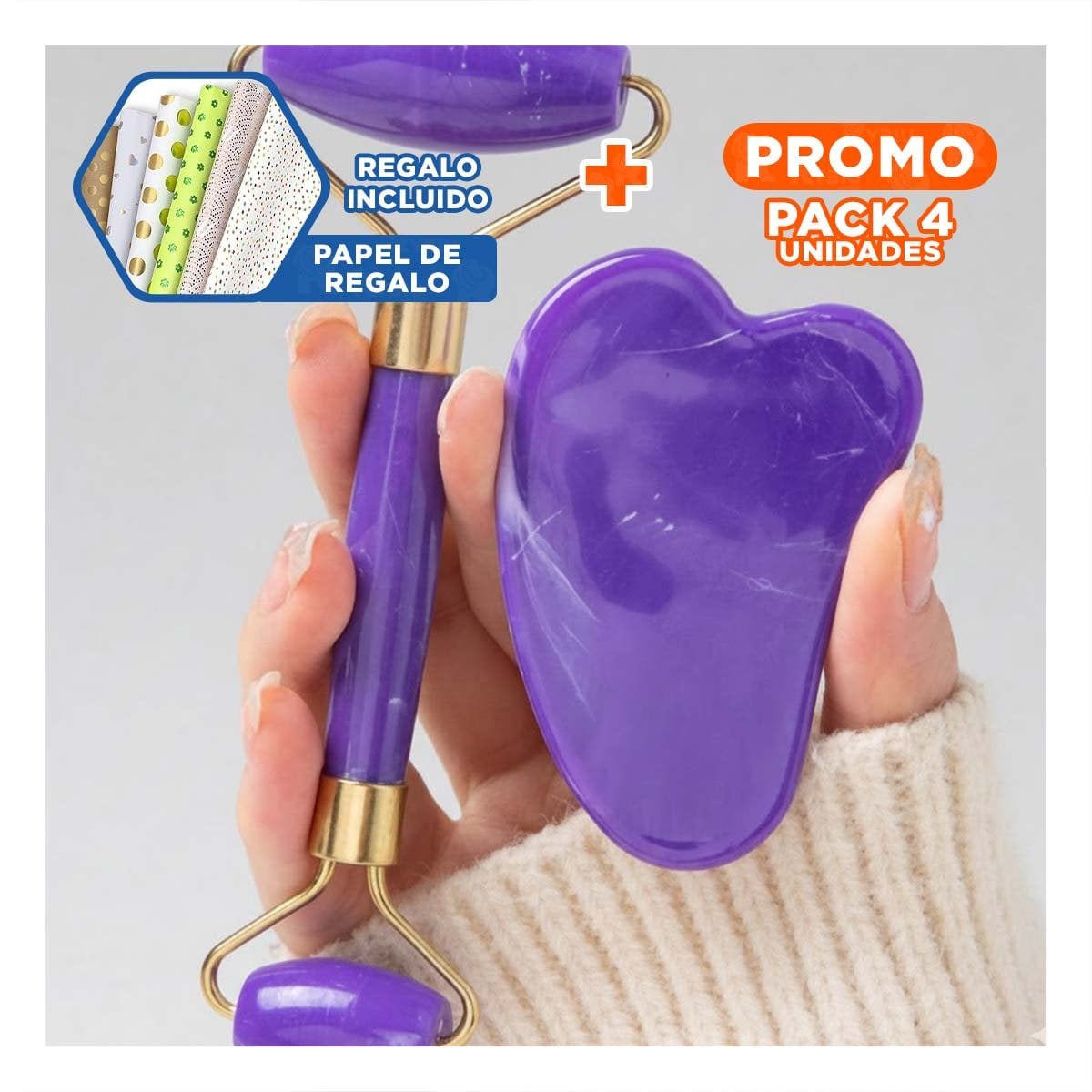 PACK4 TRATAMIENTO FACIAL SET DE 2 MORADO DE PLASTICO FACIL DE USAR Y+PAPEL REGALO - 1