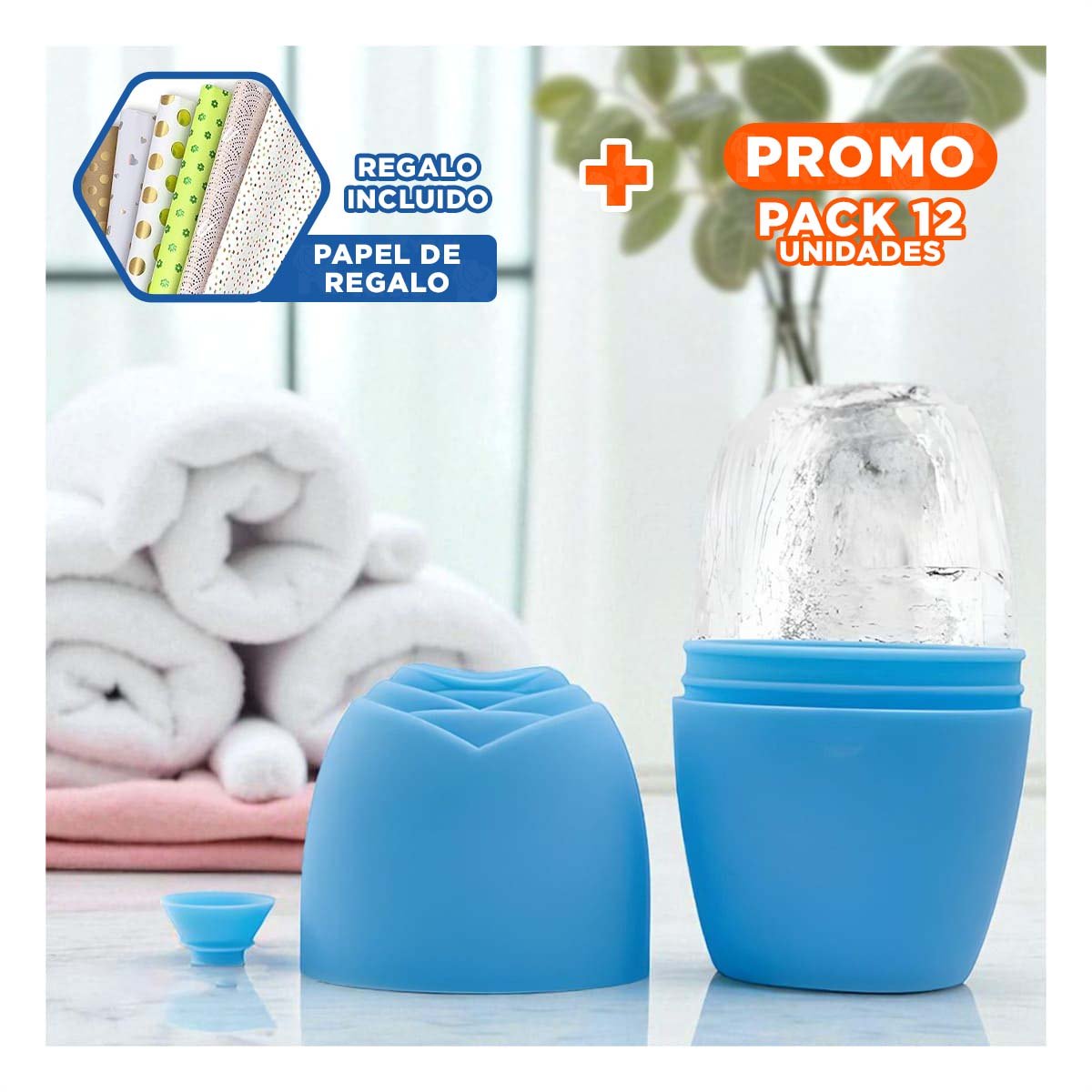 PACK12 PORTA RODILLO FACIAL CELESTE PRACTICO Y ELEGANTE PARA USO DIARIO Y+PAPEL REGALO - 1