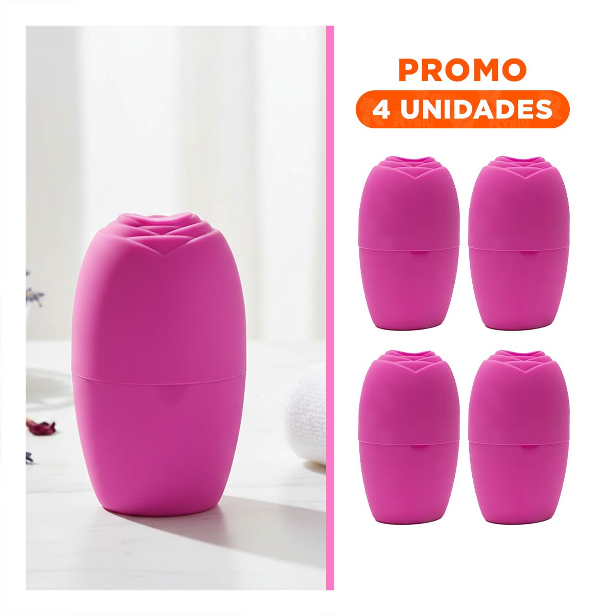 PACK4 EXPOSITOR PARA RODILLO FACIAL FUCSIA RESISTENTE Y ELEGANTE Y+REGALO STICKER - 1