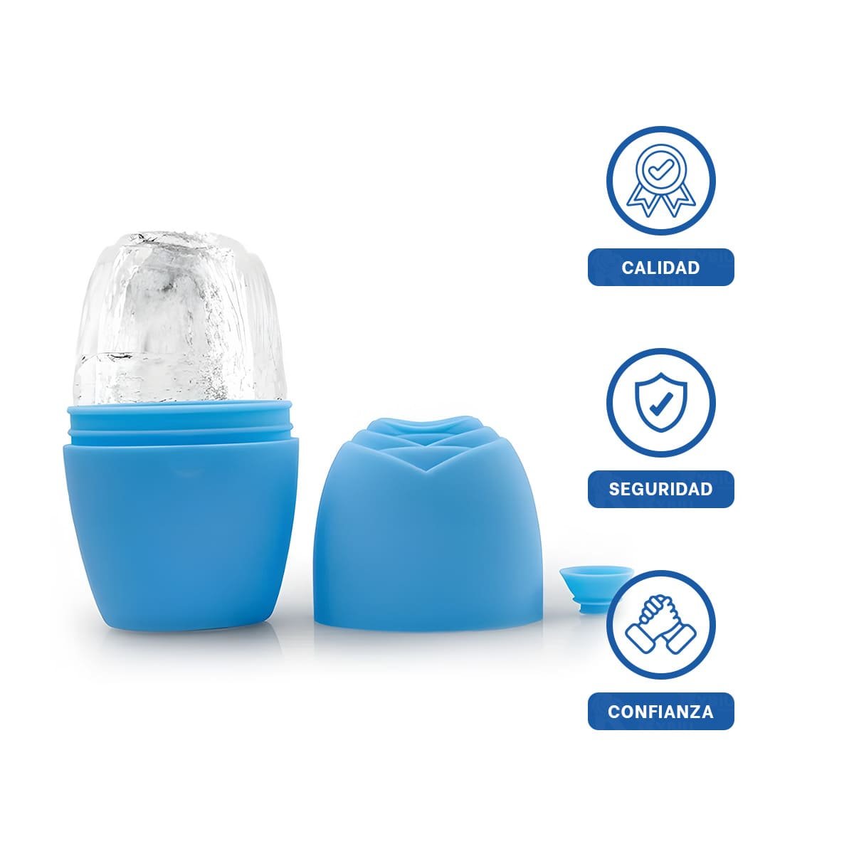 CONTENEDOR PARA RODILLO FACIAL CELESTE ELEGANTE Y MODERNO PARA GUARDAR ACCESORIOS - 3