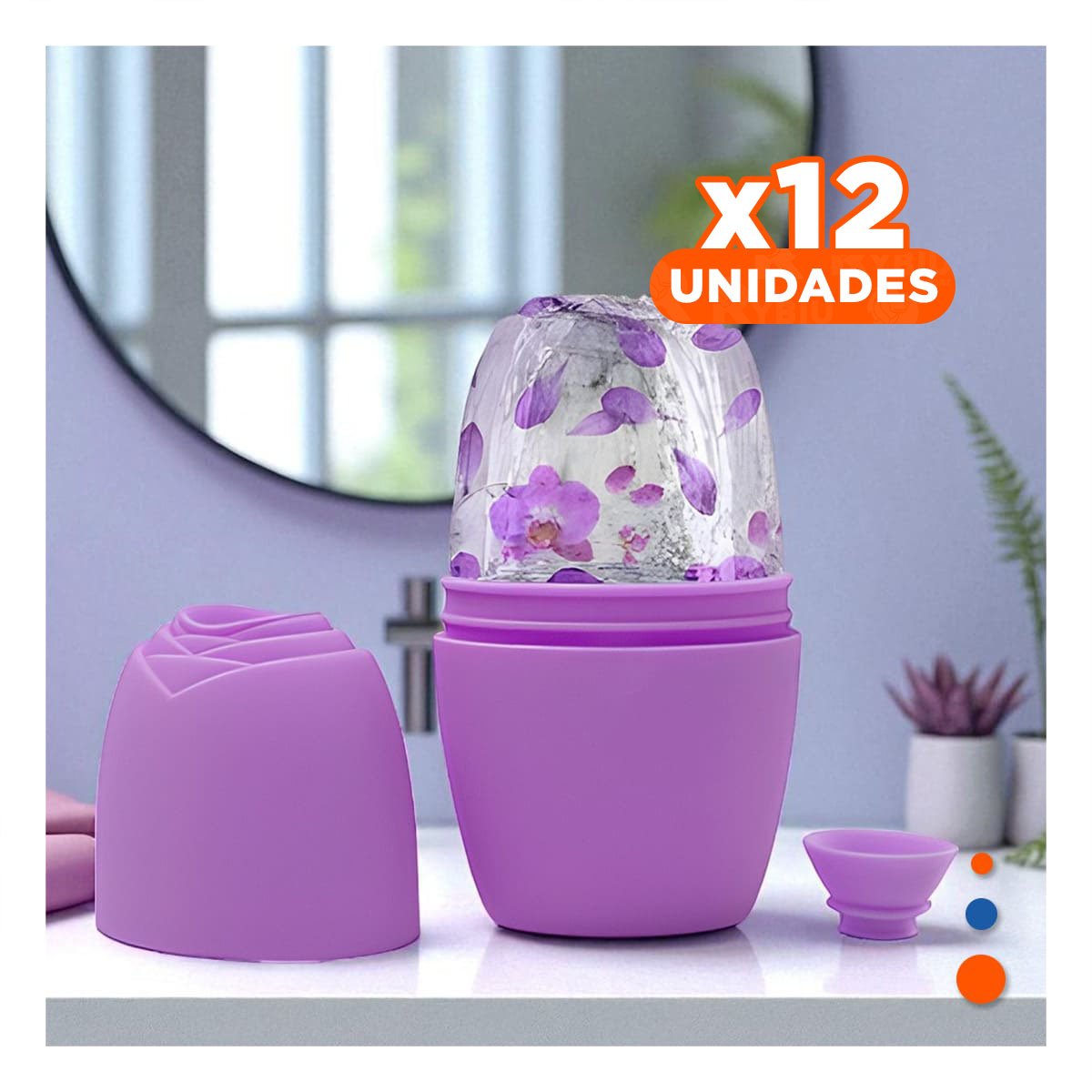 PACK12 PORTA RODILLO FACIAL LILA MODERNO Y FUNCIONAL PARA MANTENER FRIO - 1