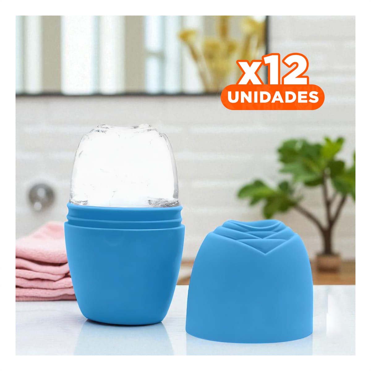 PACK12 PORTA RODILLO FACIAL CELESTE MODERNO Y FUNCIONAL PARA MANTENER FRIO - 1