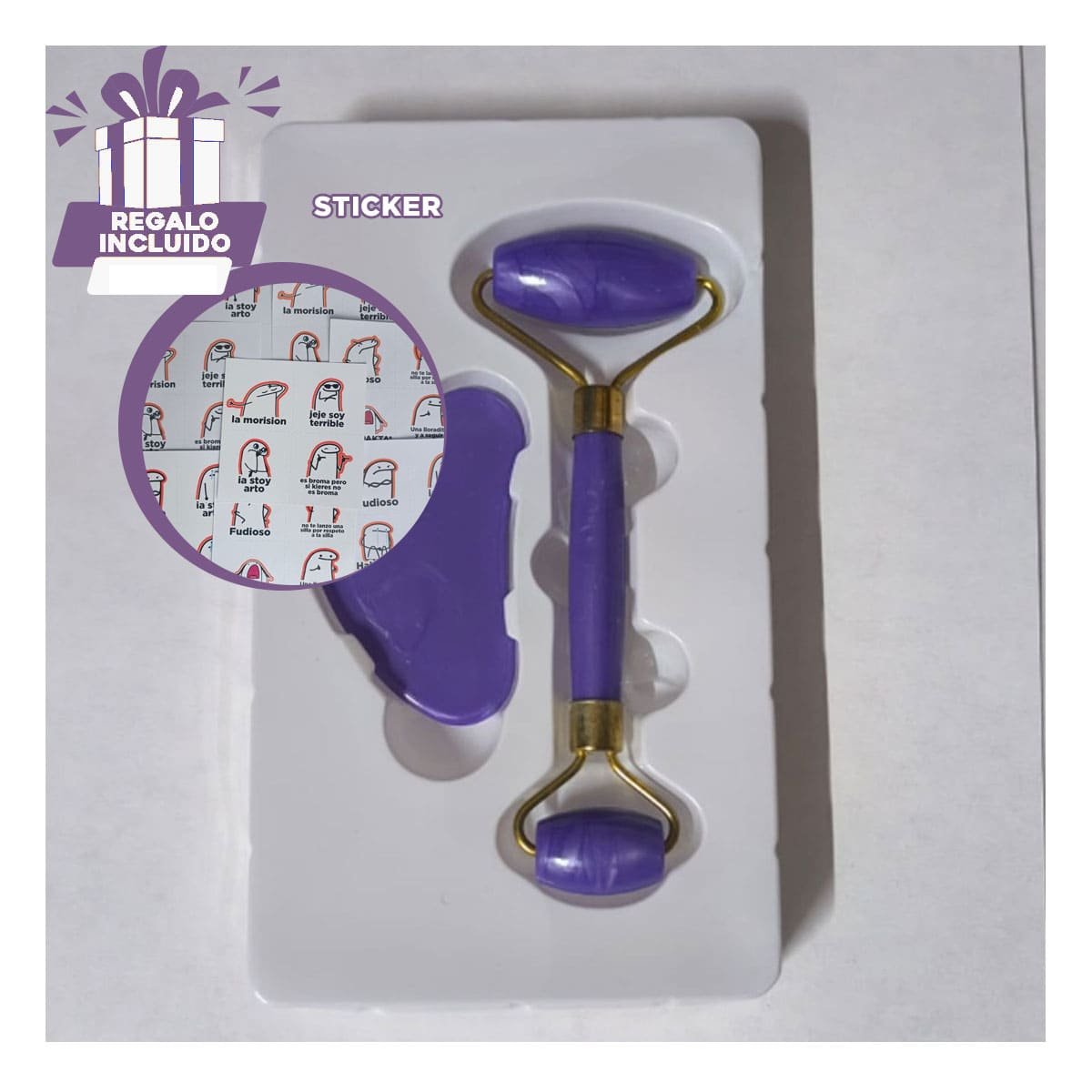 HERRAMIENTA FACIAL SET DE 2 MORADO DE PLASTICO QUE RELAJA MUSCULOS Y CONFORT Y+REGALO STICKER - 1