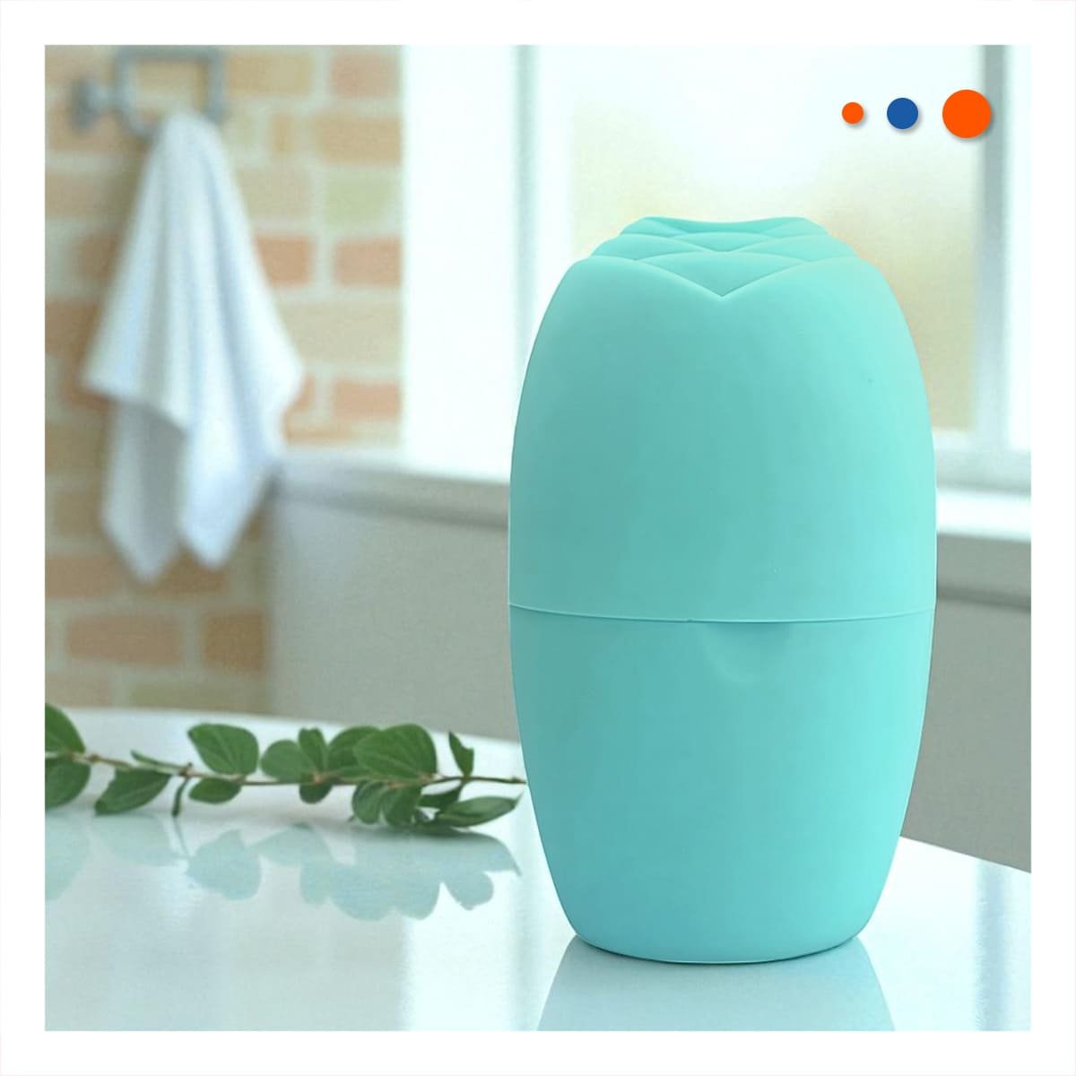 CONTENEDOR PARA RODILLO FACIAL VERDE AGUA ELEGANTE Y MODERNO PARA GUARDAR ACCESORIOS - 2