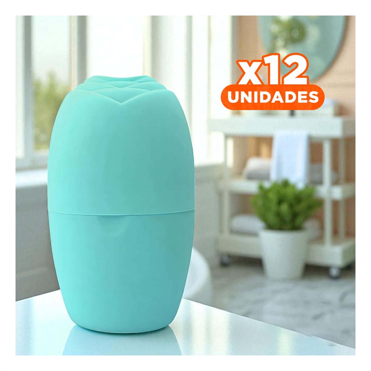 PACK12 PORTA RODILLO FACIAL VERDE AGUA MODERNO Y FUNCIONAL PARA MANTENER FRIO - 1