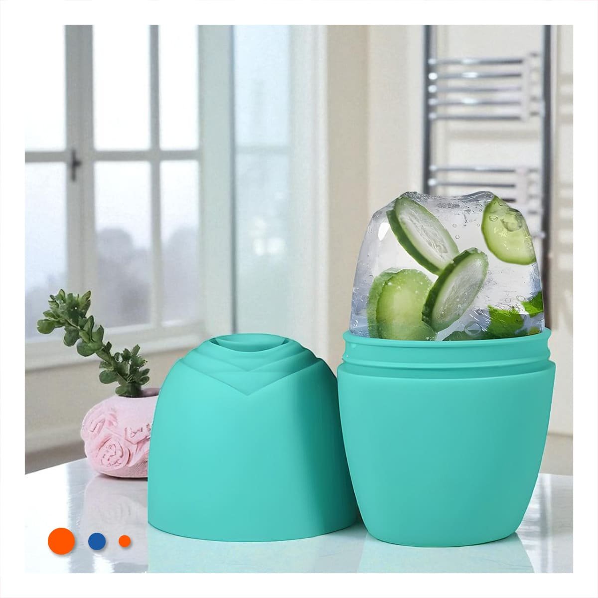 PACK12 PORTA RODILLO FACIAL VERDE AGUA MODERNO Y FUNCIONAL PARA MANTENER FRIO - 2