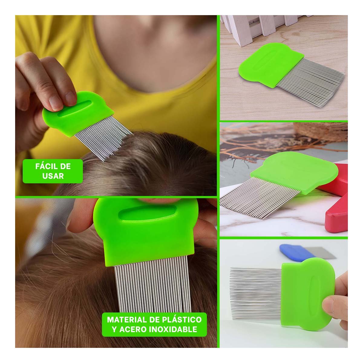 APLICADOR VERDE PARA PIOJOS Y LIENDRES RESISTENTE Y PRACTICO EN CASA - 5