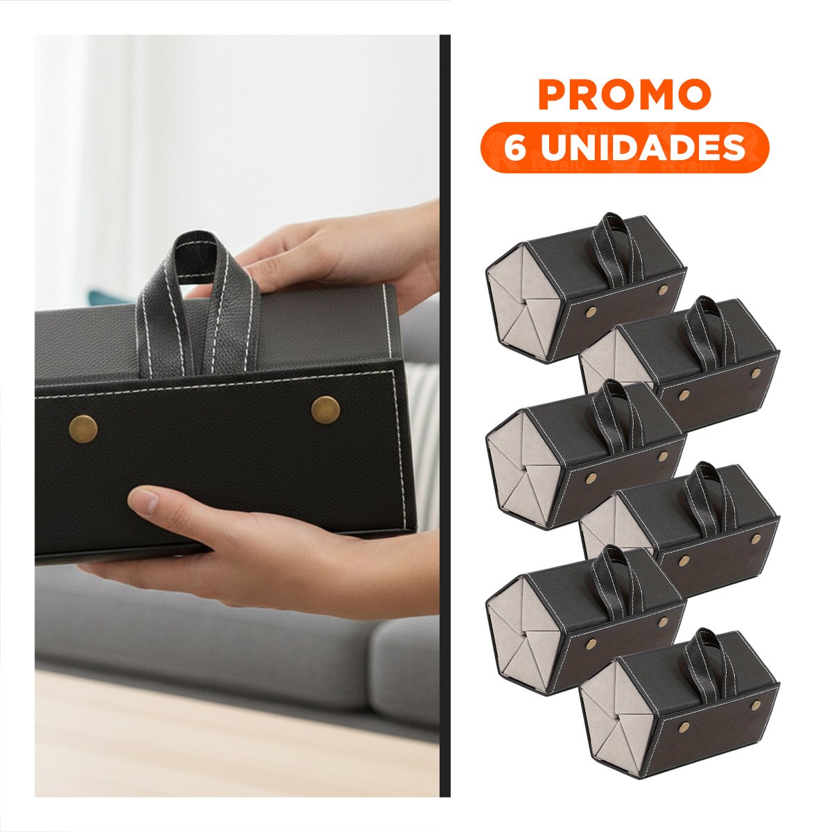 PACK6 BANDEJA ELEGANTE DE LENTES NEGRO PENTAGONO CON SEPARADORES INDIVIDUALES - 1
