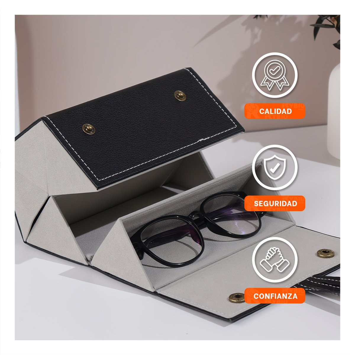 PACK6 BANDEJA MODERNA DE LENTES NEGRO PENTAGONO CON INTERIOR SUAVE Y+REGALO STICKER - 2