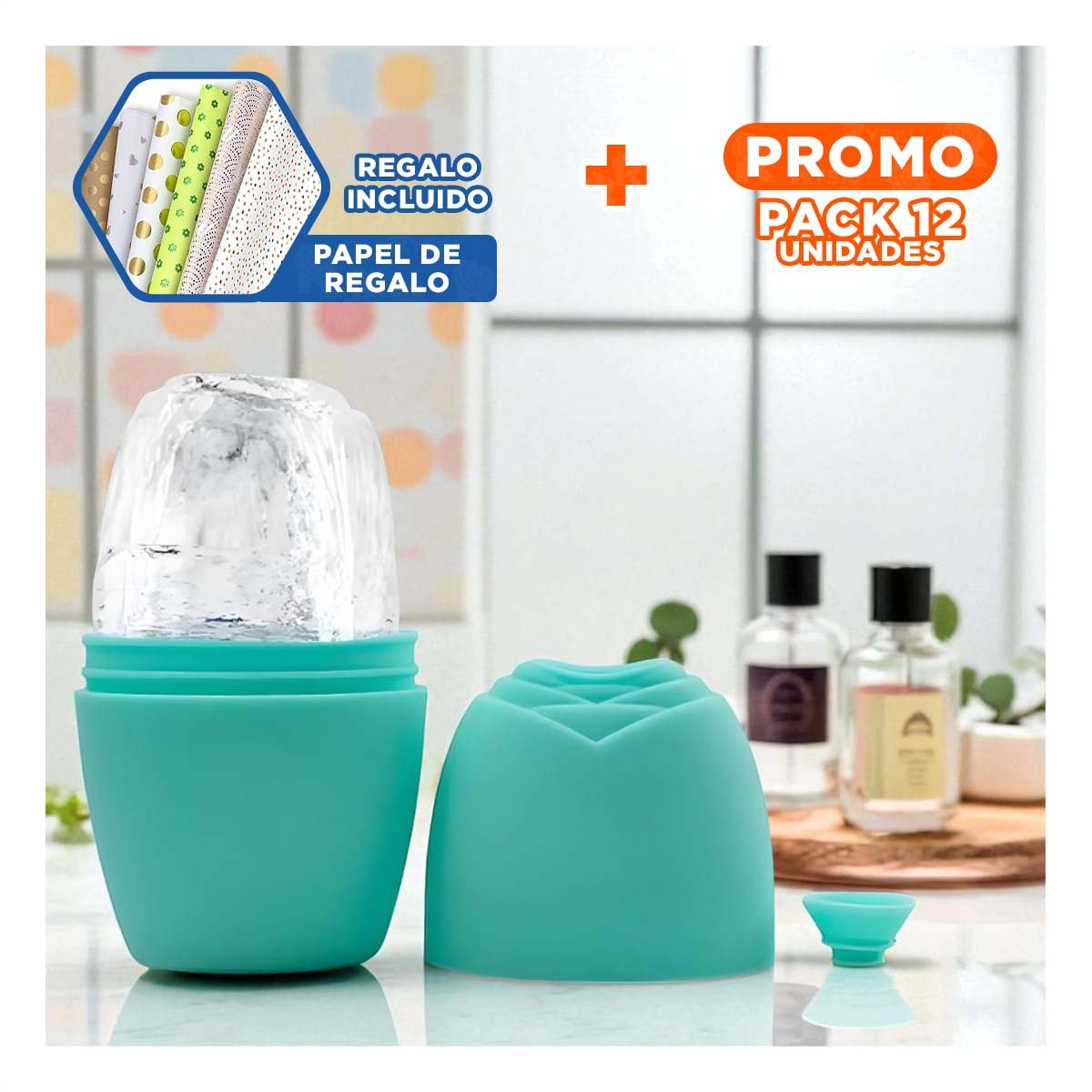PACK12 PORTA RODILLO FACIAL VERDE AGUA PRACTICO Y ELEGANTE PARA USO DIARIO Y+PAPEL REGALO - 1