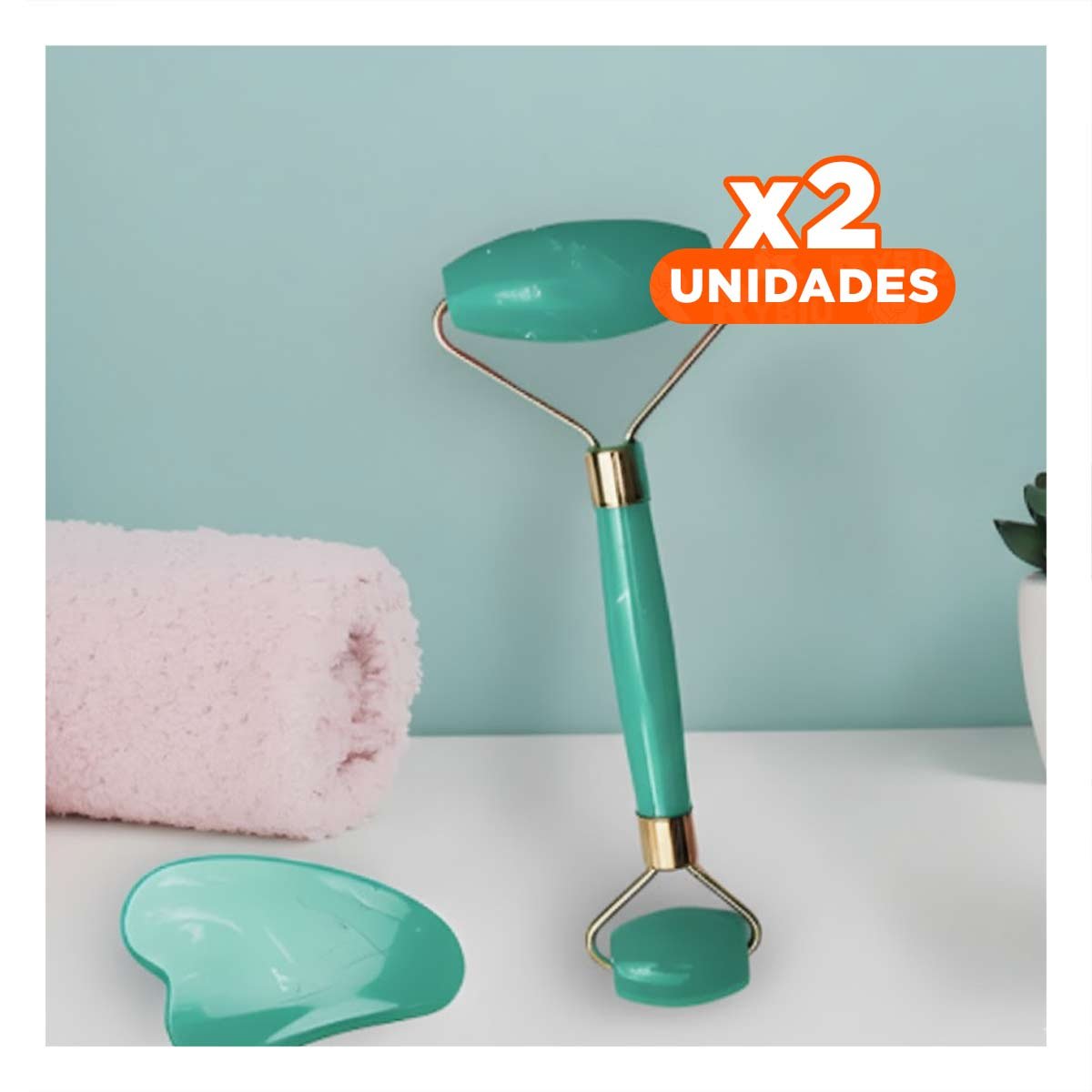 PACK2 INSTRUMENTO FACIAL SET DE 2 VERDE AGUA DE PLASTICO QUE RELAJA MUSCULOS Y+REGALO STICKER - 1