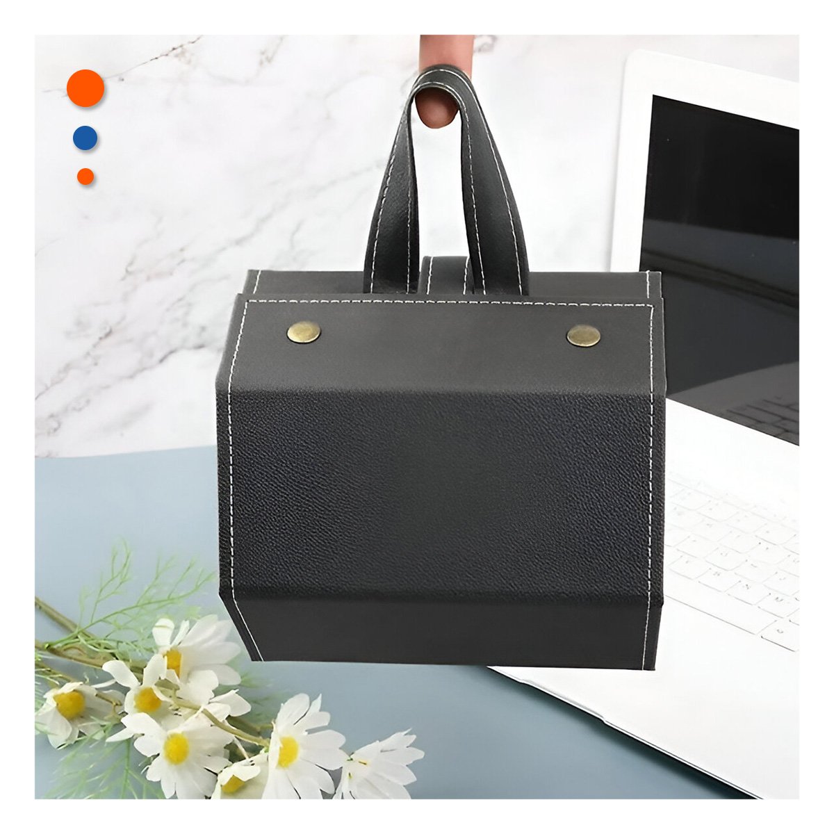CAJA COMODA DE LENTES NEGRO PENTAGONO CON INTERIOR SUAVE Y ACOLCHADO Y+PAPEL REGALO - 3