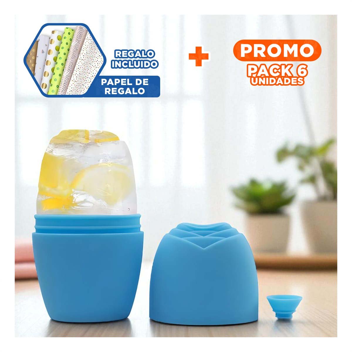PACK6 EXPOSITOR PARA RODILLO FACIAL CELESTE PRACTICO PARA CUIDADO FACIAL Y+PAPEL REGALO - 1