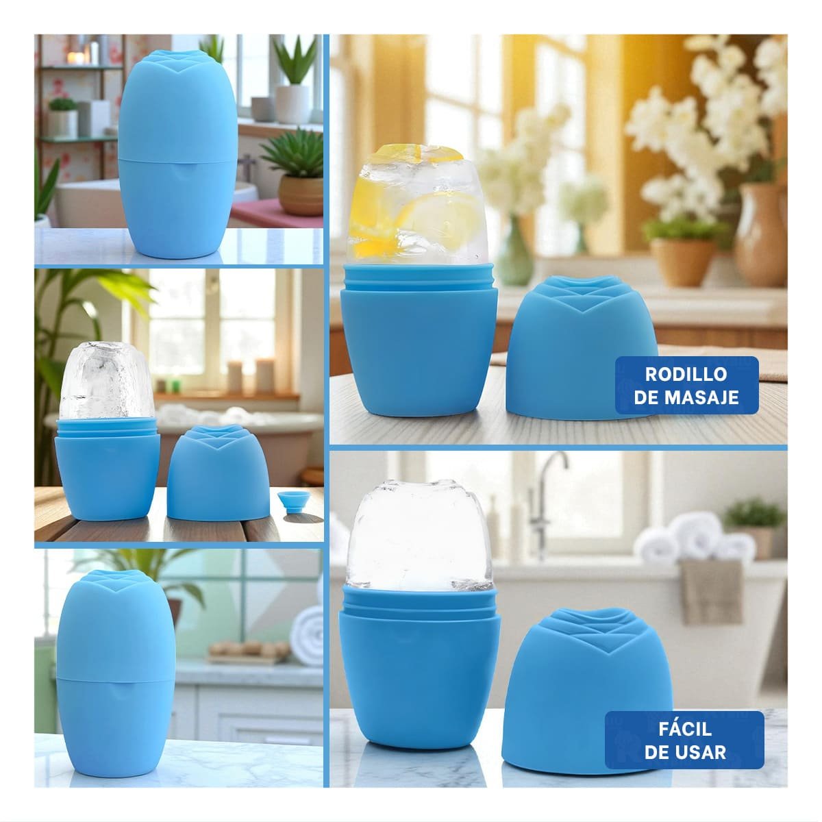 PACK6 EXPOSITOR PARA RODILLO FACIAL CELESTE PRACTICO PARA CUIDADO FACIAL Y+PAPEL REGALO - 3