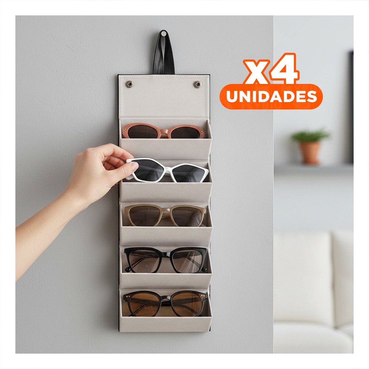 PACK4 COFRE MODERNO DE LENTES NEGRO PENTAGONO CON BASE ELEVADA - 1