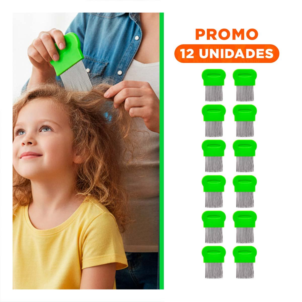 PACK12 PEINETA CLASICA VERDE PARA PIOJOS Y LIENDRES COMODA Y DURADERA Y+REGALO STICKER - 1