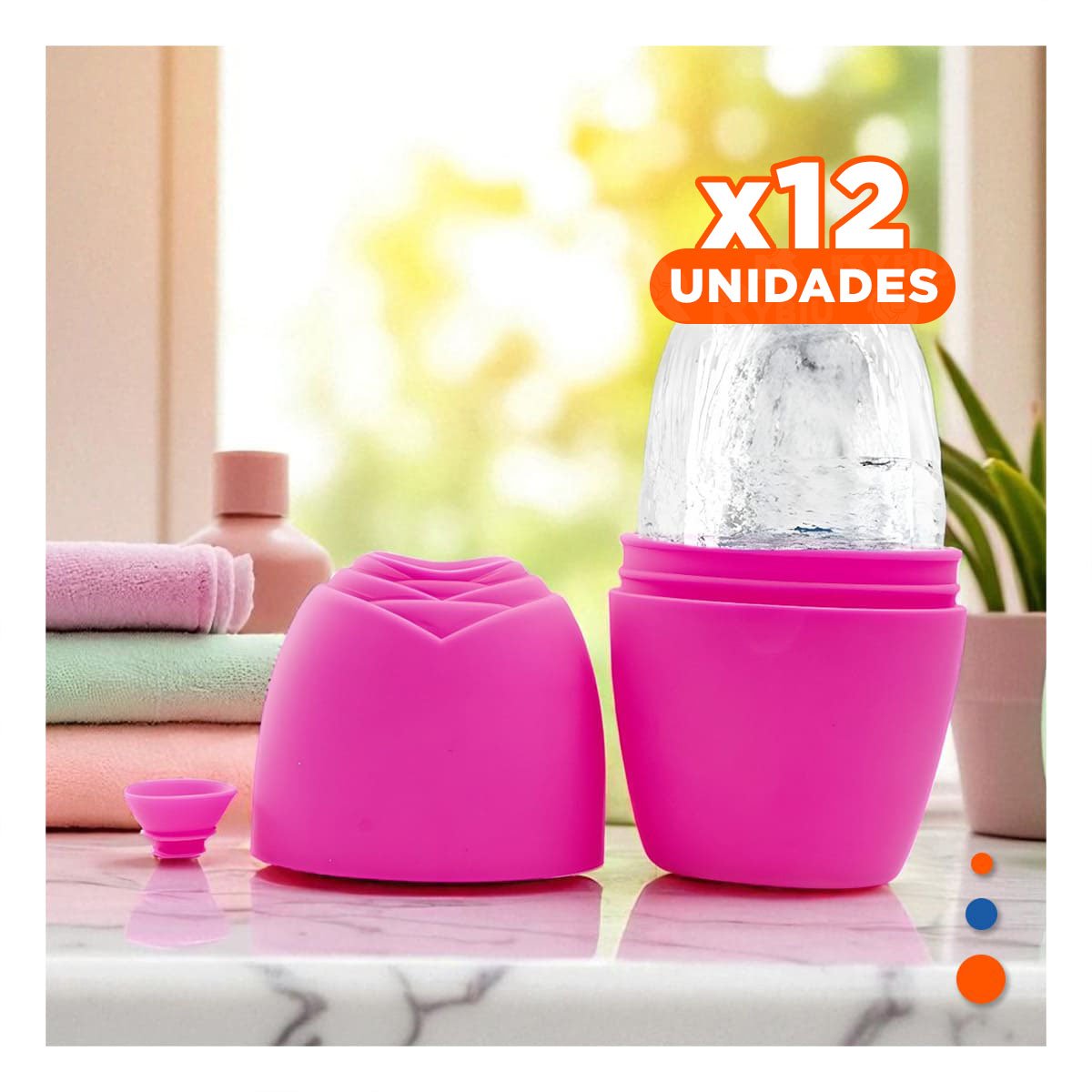 PACK12 PORTA RODILLO FACIAL FUCSIA MODERNO Y FUNCIONAL PARA MANTENER FRIO - 1