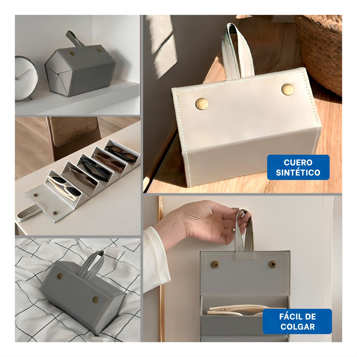 PACK6 GUARDADOR COMPACTO DE LENTES PENTAGONO PLOMO PARA HOGAR Y+PAPEL REGALO - 3