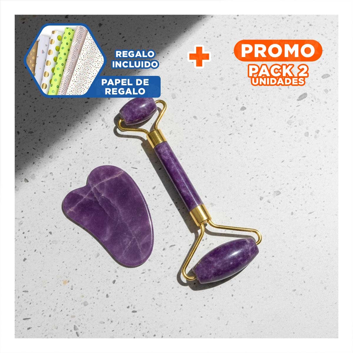 PACK2 ESTIMULADOR FACIAL SET DE 2 MORADO DE PLASTICO QUE MEJORA CIRCULACION Y+PAPEL REGALO - 1