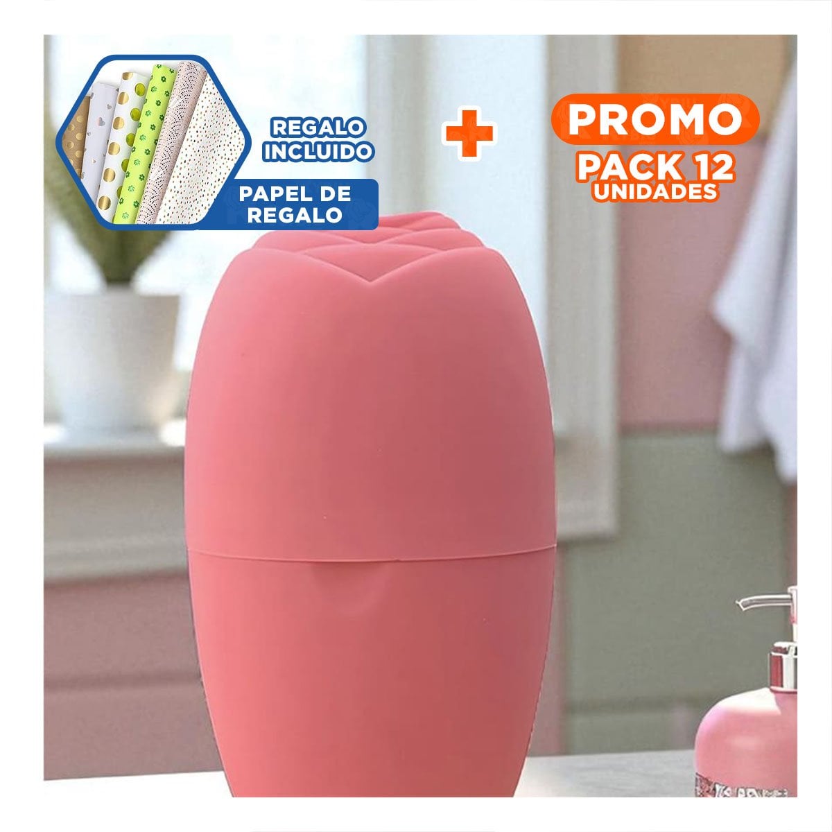 PACK12 PORTA RODILLO FACIAL CORAL PRACTICO Y ELEGANTE PARA USO DIARIO Y+PAPEL REGALO - 1