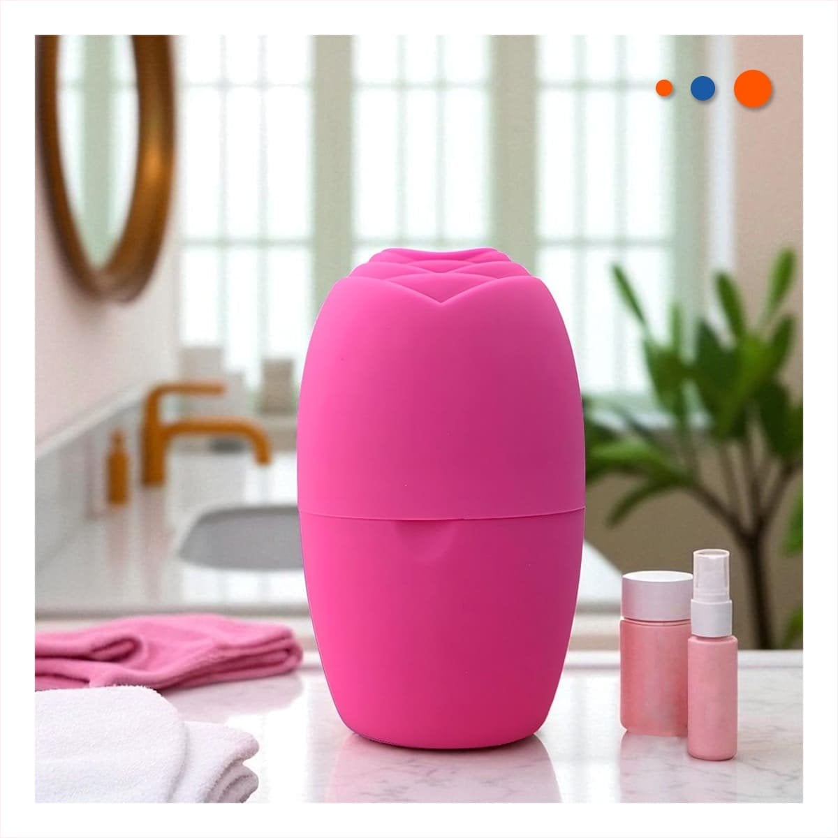 CONTENEDOR PARA RODILLO FACIAL DE HIELO FUCSIA FUNCIONAL Y ELEGANTE PARA CUIDADO Y+POST IT - 2