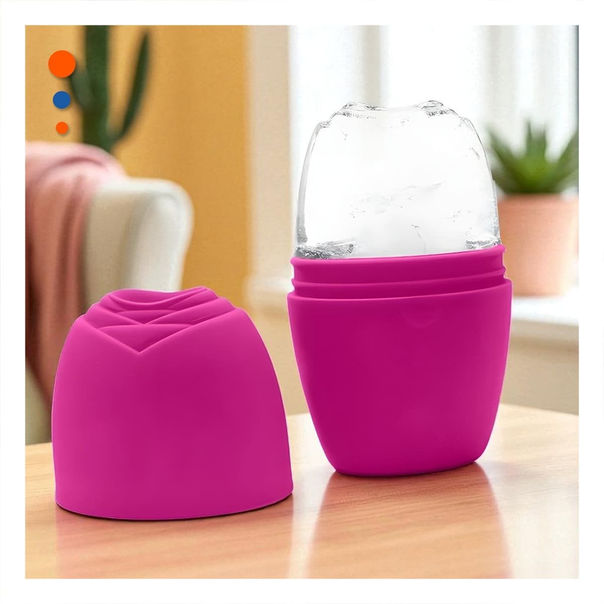 CONTENEDOR PARA RODILLO FACIAL DE HIELO FUCSIA FUNCIONAL Y ELEGANTE PARA CUIDADO Y+POST IT - 3