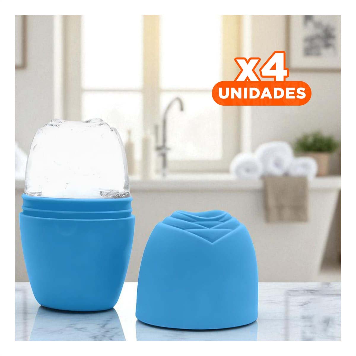 PACK4 EXPOSITOR PARA RODILLO FACIAL CELESTE ELEGANTE Y MODERNO PARA MASAJES - 1