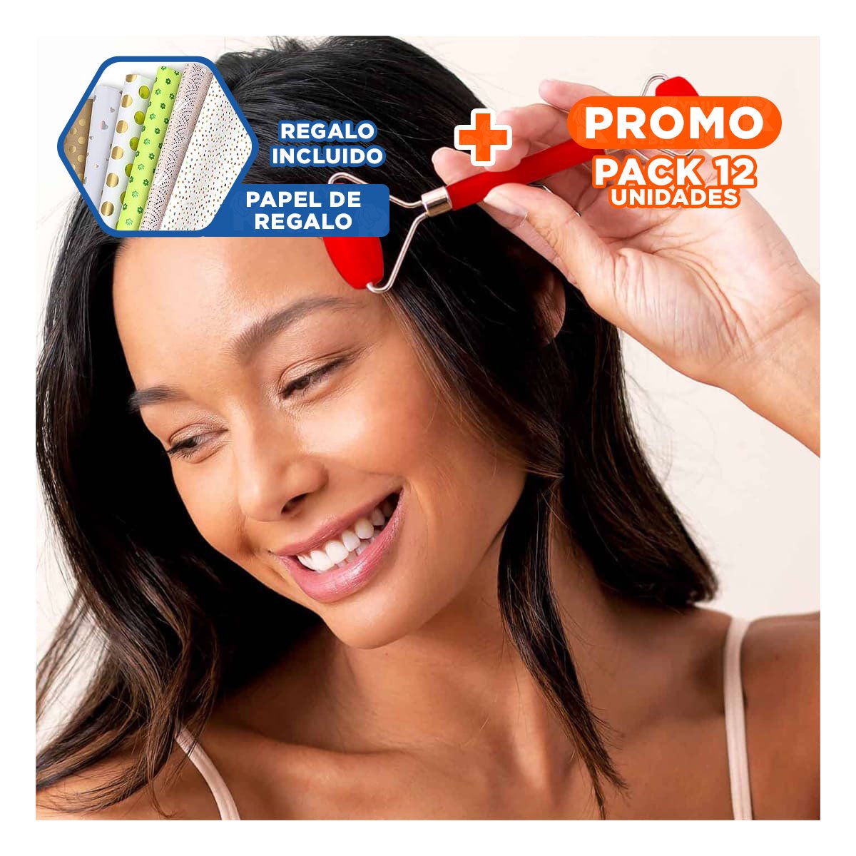 PACK12 REPARADOR FACIAL DE PLASTICO ROJO PARA MASAJE Y ESTIMULACION DIARIO Y+PAPEL REGALO - 1