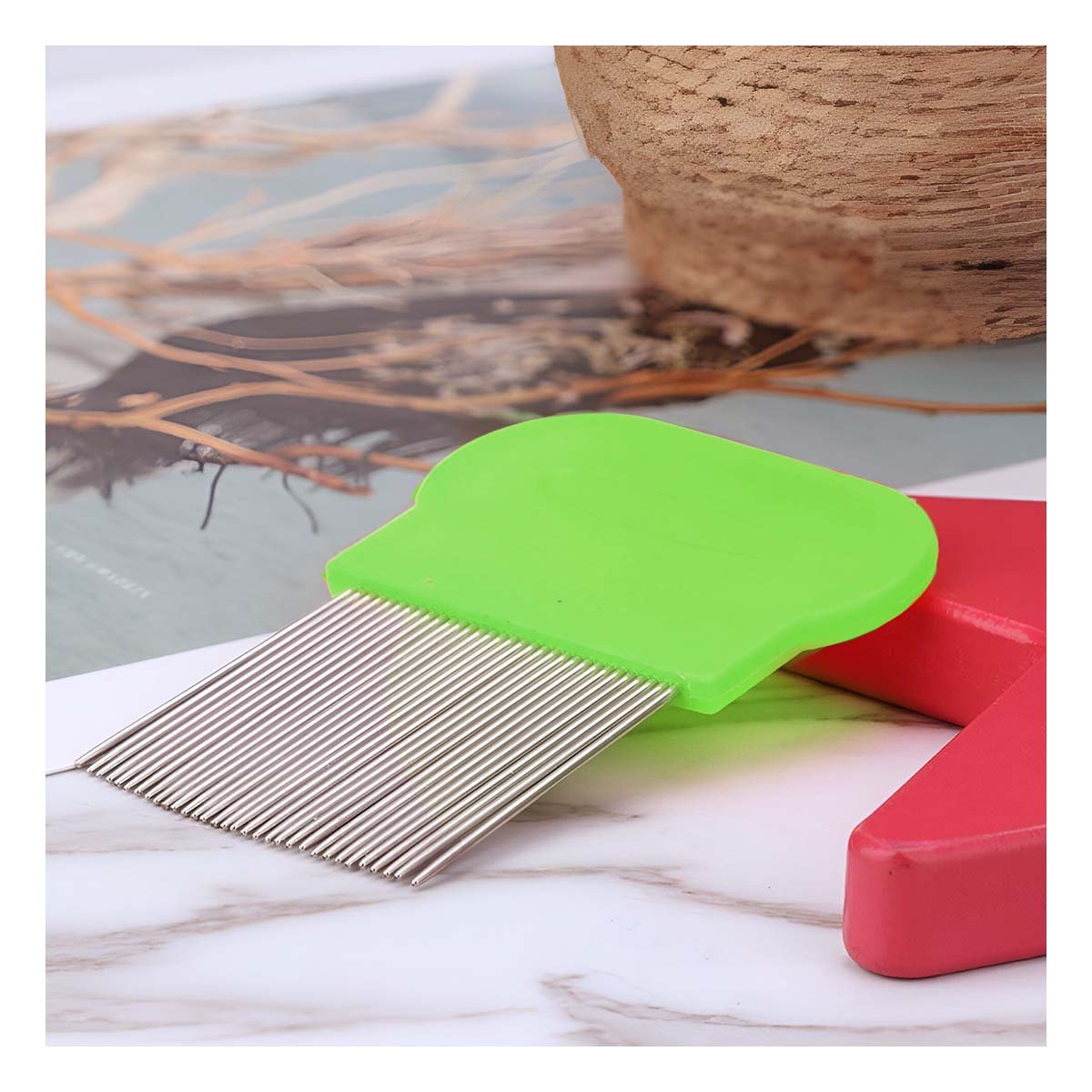 PACK4 PEINE MANUAL VERDE PARA PIOJOS Y LIENDRES PRACTICO Y SEGURO Y+REGALO STICKER - 3