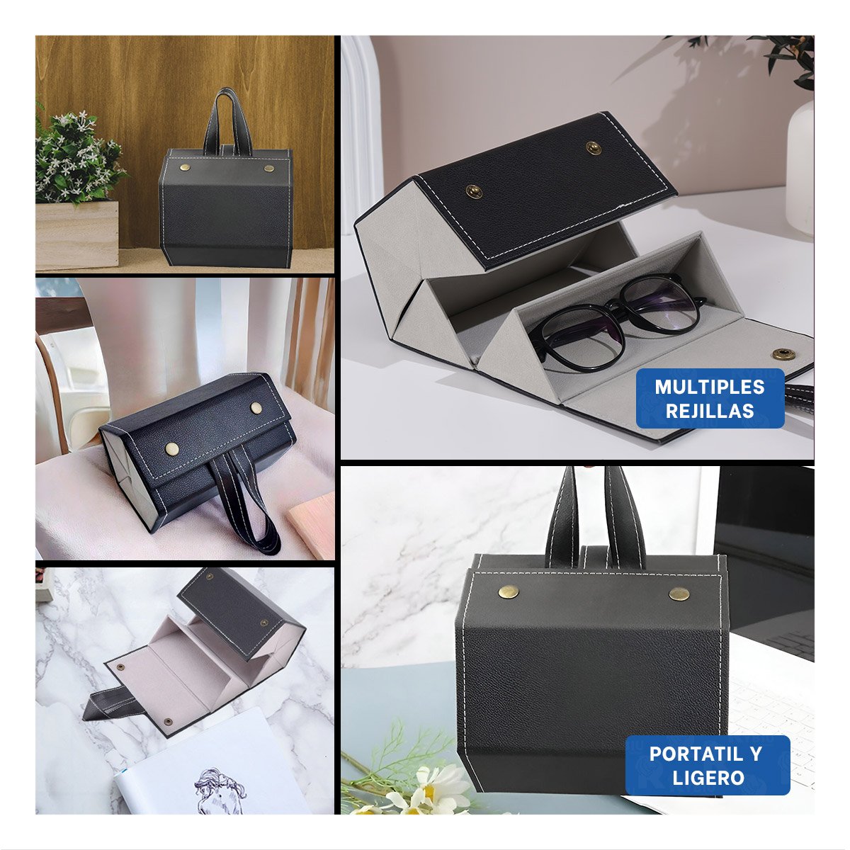 PACK6 BANDEJA COMODA DE LENTES NEGRO PENTAGONO CON BASE ANTIDESLIZANTE Y+PAPEL REGALO - 3
