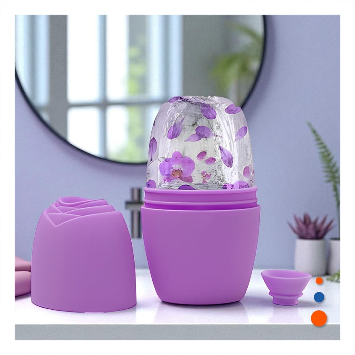 CONTENEDOR PARA RODILLO FACIAL LILA PRACTICO Y COMPACTO PARA MANTENER FRIO Y+PAPEL REGALO - 5