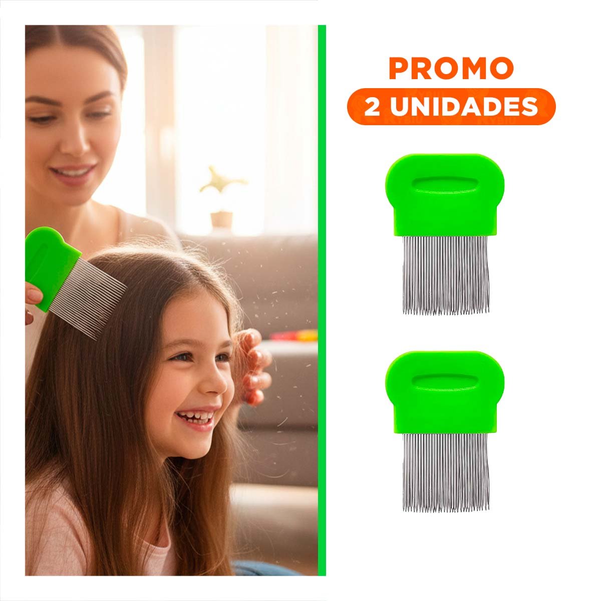 PACK2 HERRAMIENTA CLASICA VERDE PARA PIOJOS Y LIENDRES RESISTENTE EN HOGAR - 1