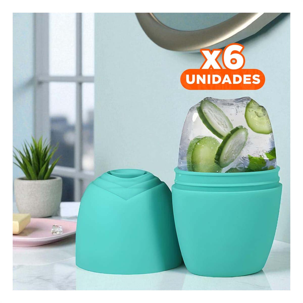 PACK6 PORTA RODILLO FACIAL VERDE AGUA ELEGANTE Y COMPACTO PARA MASAJES DIARIOS Y+REGALO STICKER - 1