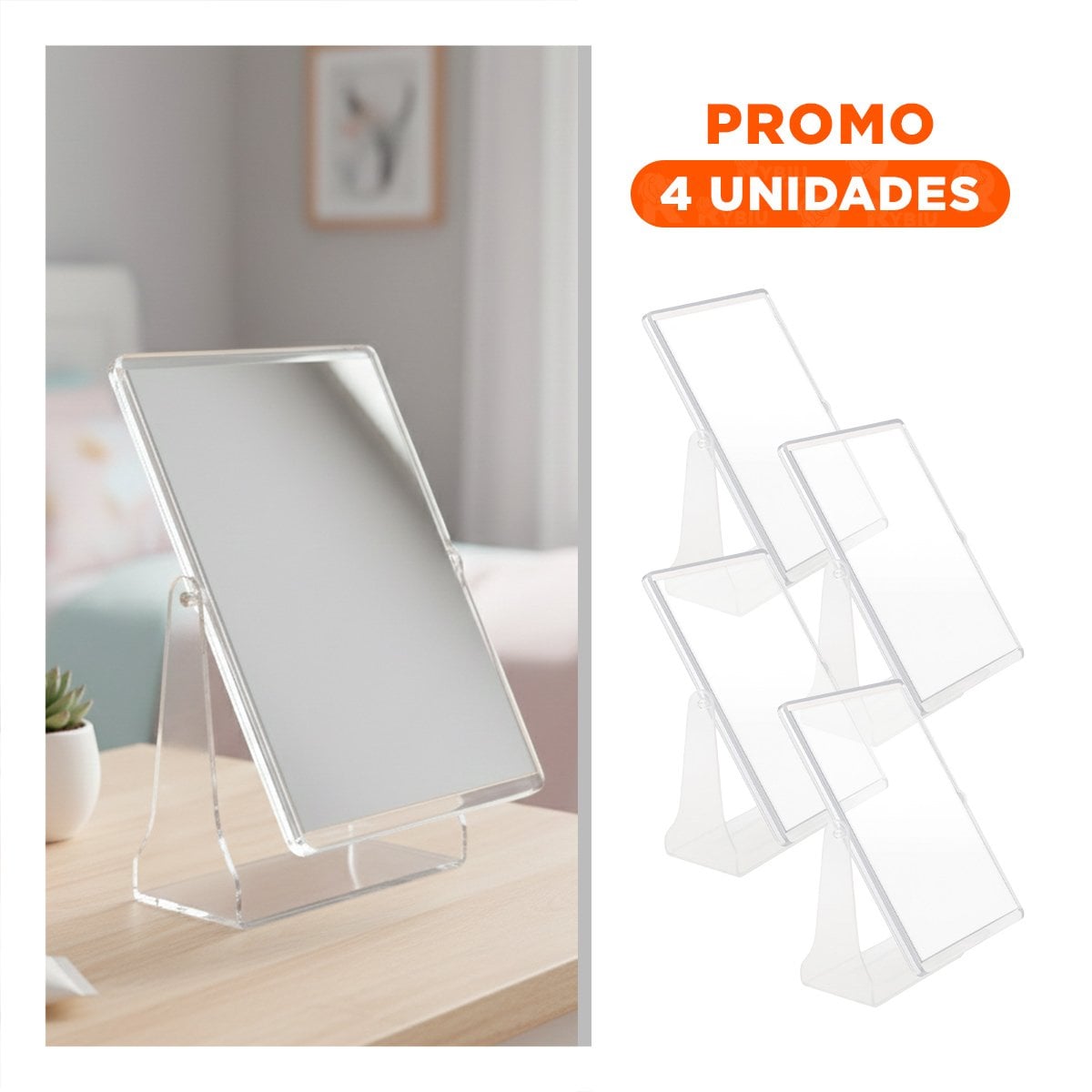 PACK4 CRISTAL RECTANGULAR DE MESA DOBLE VISTA 18X15CM TRANSPARENTE HOGAR Y+REGALO STICKER - 1