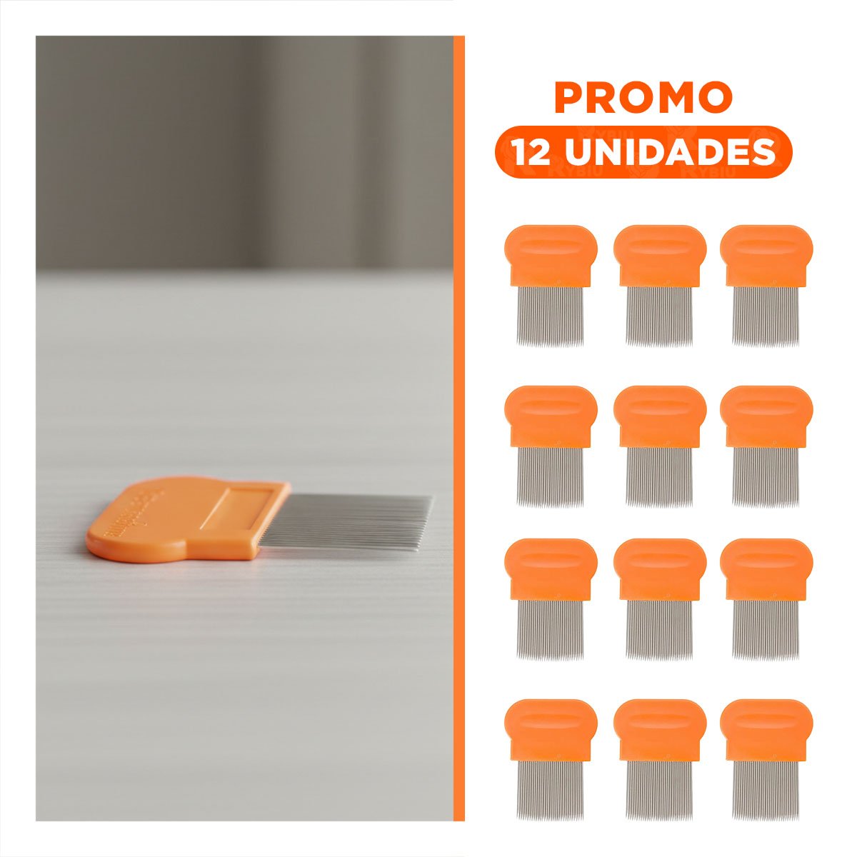 PACK12 PEINETA CLASICA NARANJA PARA PIOJOS Y LIENDRES COMODA Y DURADERA Y+REGALO STICKER - 1