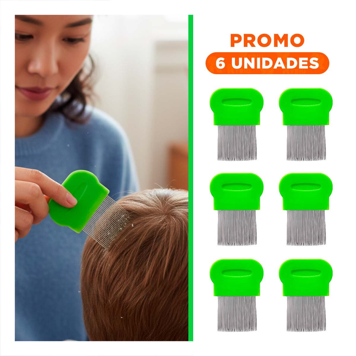PACK6 PEINE CLASICO VERDE PARA PIOJOS Y LIENDRES COMODO Y DURADERO - 1